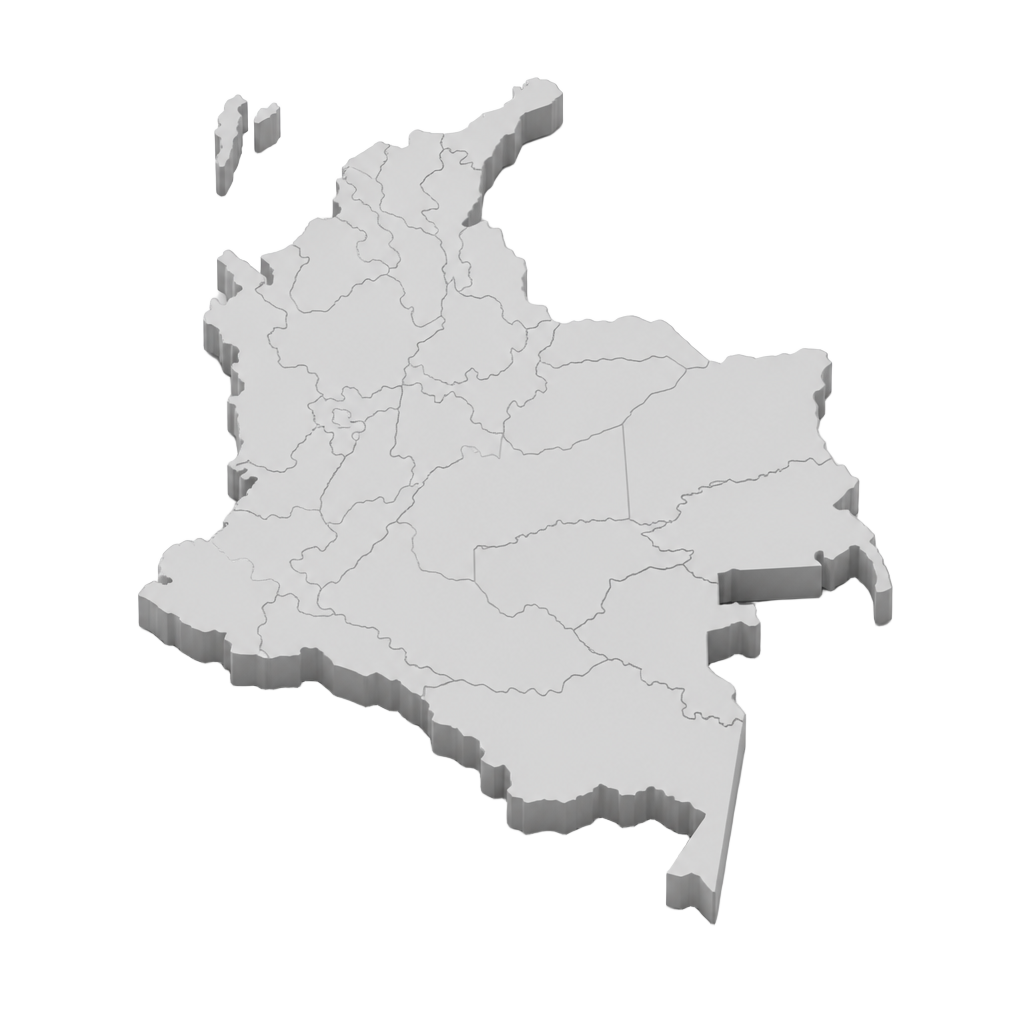 Mapa 3D de Colombia con ciudades de operación de Navii